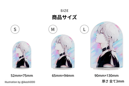 SIZE 商品サイズ Sサイズ 52mm×75mm／Sサイズ 65mm×94mm／Sサイズ 90mm×130mm／厚さ 全て3mm